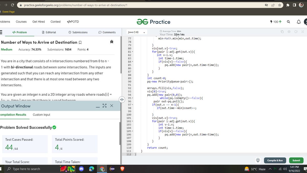 Sidheswar2001's tweet photo. Hey Folks!
Finally completed Day 30/30 of #30Daysofcode.
A big thanks to @scaler_official for such an amazing challenge. 
I solved the POTD:  Number of Ways to Arrive at Destination
Thanks to my partner too! @Kaushik080101

#codewithscaler #scalerlearning 
#scalerdiscord #scaler https://t.co/YgtWccW6fY