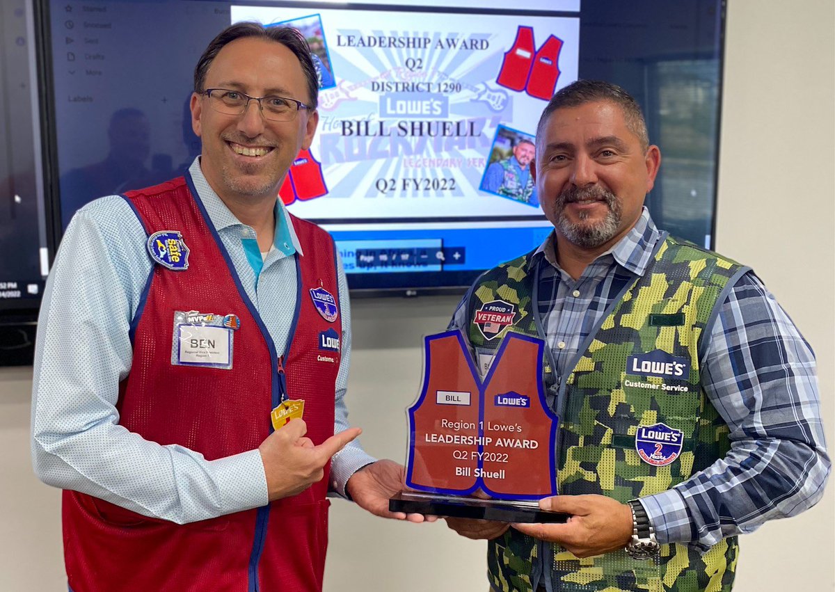 Congratulations to Bill Shuell on being awarded the Region 1 Q2 Leadership Award! I appreciate all you do for your team! Keep up the great work!
