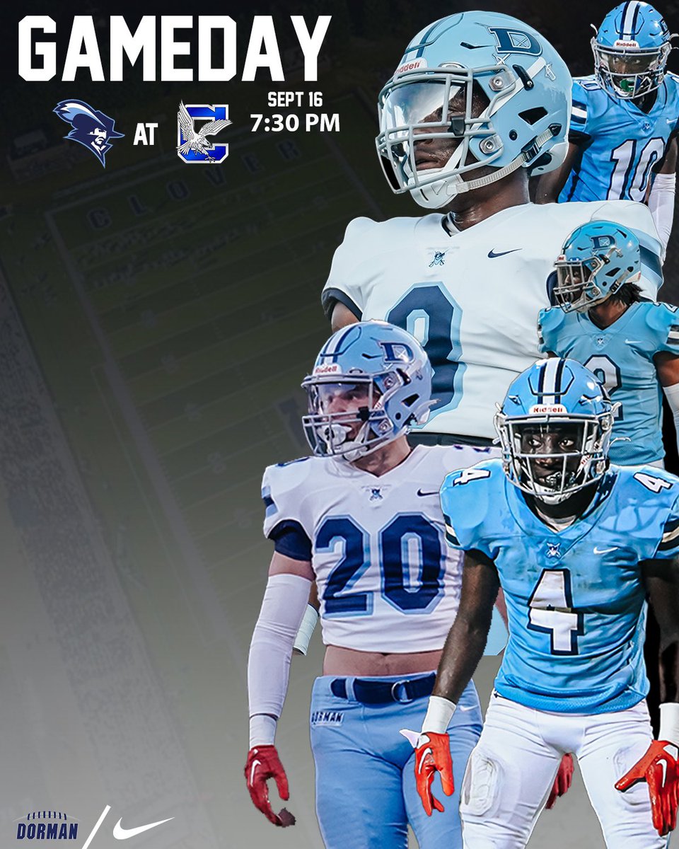 GAMEDAY. IS. HERE. ‼️ 

🗓 TODAY 
⏰7:30PM 
📍 Clover Memorial Stadium
📻: WQUL 101.7 
 
#BleedTheBlue | #SharpenTheSword <a href="/CoachCurtis35/">Dustin Curtis</a> <a href="/JonStoehr20/">Jon Stoehr</a> <a href="/Calebphotoz/">Caleb Kelly</a> <a href="/DormanAthletics/">Dorman Athletics</a> <a href="/SpartDistrict6/">Spartanburg School District Six</a>
