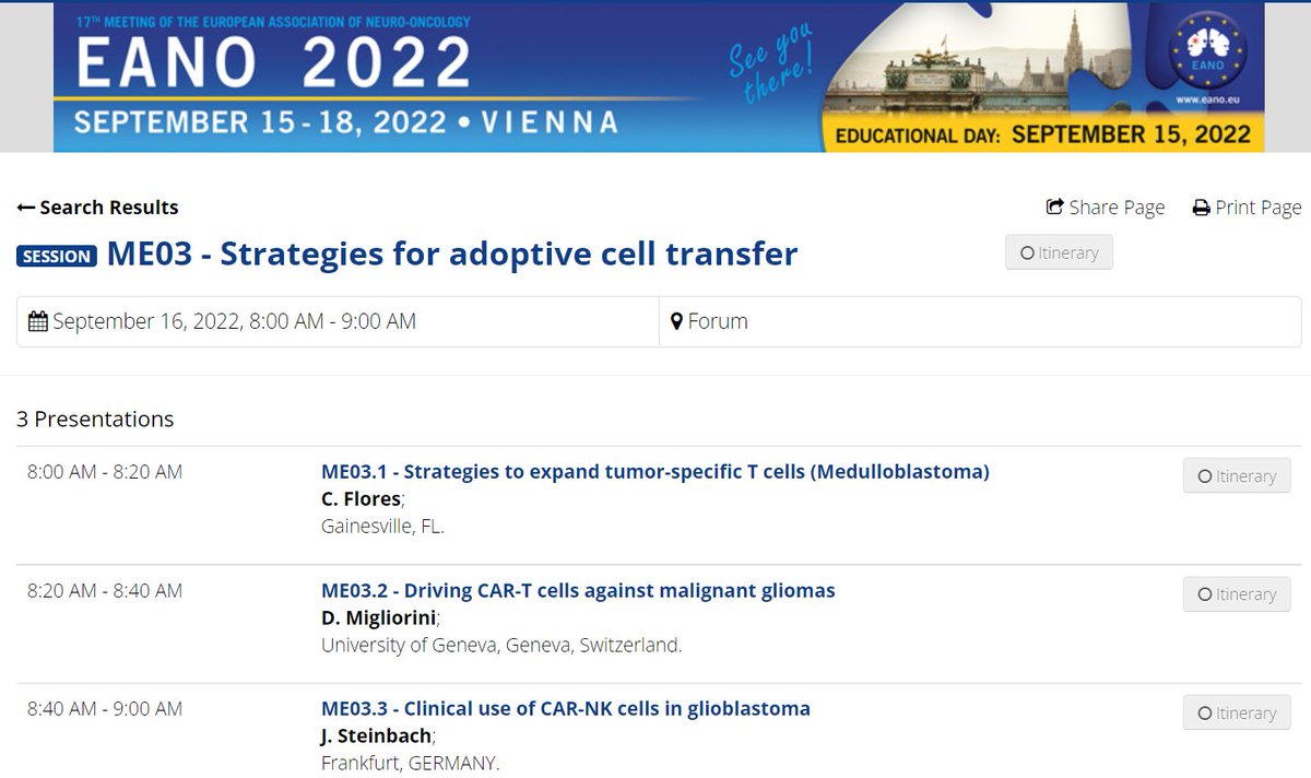 Check out <a href="/MiglioriniDenis/">Denis Migliorini</a> presentation #EANO2022 in Vienna🇦🇹 about recent advances in CAR-T cell therapies for glioma in the adoptive cell transfer session chaired by @platten_michael  and Else Marit Inderberg <a href="/UNIGEnews/">Université de Genève</a> @Hopitaux_unige @FondationIsrec #oncology
