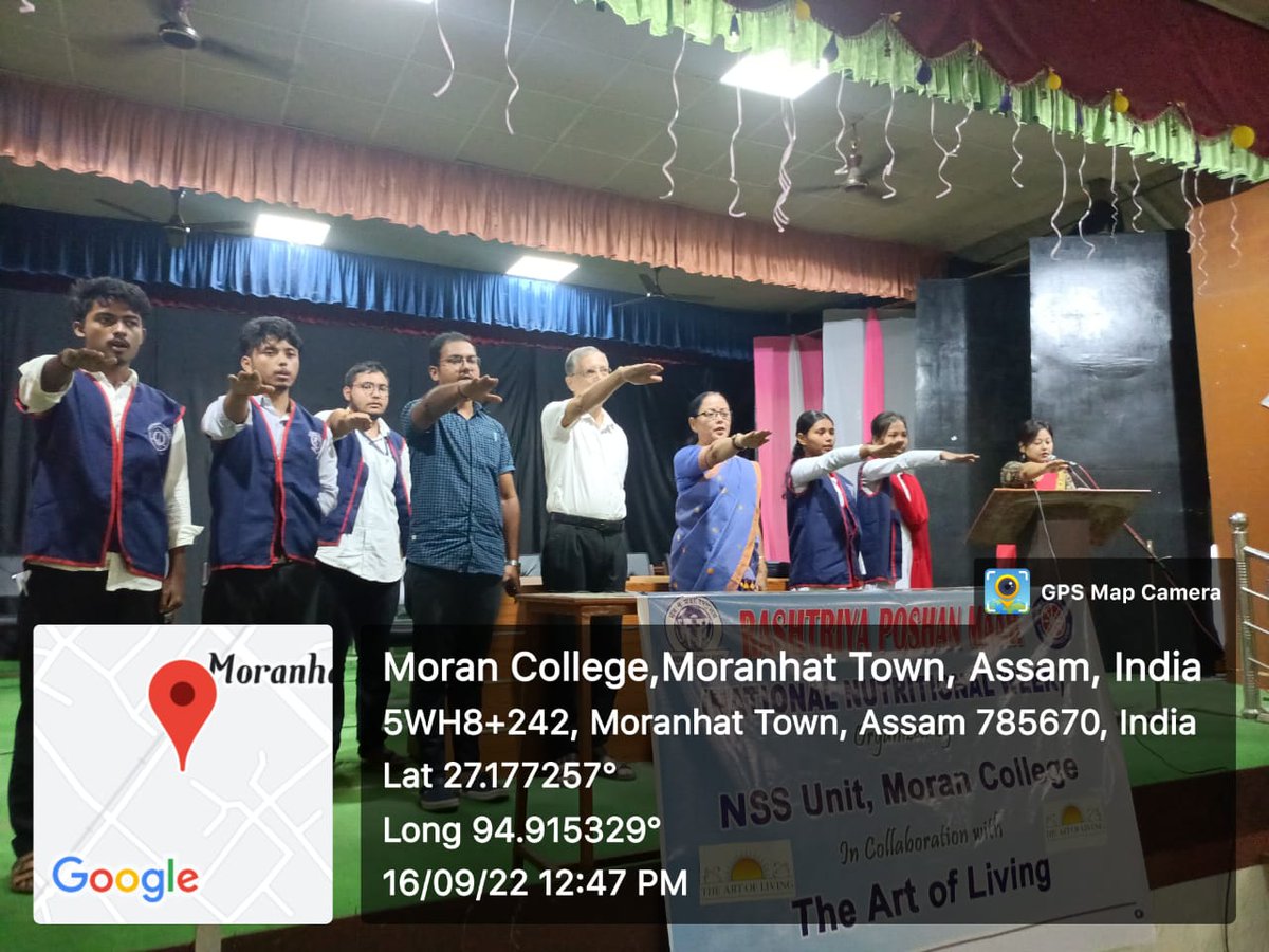 nssmorancollege's tweet photo. Today NSS Unit Moran College has organized events--- 
1.Pledge  on Poshan----Right Nutrition--Healthy Nation
1/2
@nss_rdguwahati @_NSSIndia @CMOfficeAssam @Nyksindia 
@NSSCellDU https://t.co/XdinR5ql0B