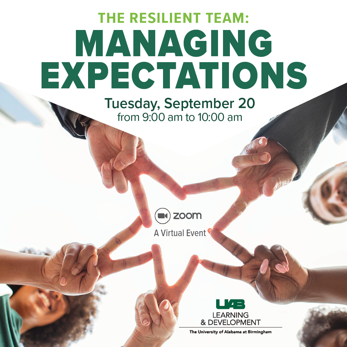 The Resilient Team: Managing Expectations. Deliverables are met when your team has clear communication and commitment. Join us Tuesday, September 20 from 9:00 am to 10:00 am