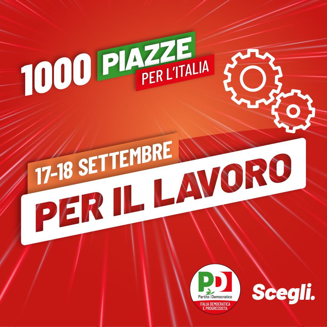 pdnetwork's tweet photo. Le nostre proposte per il #lavoro e contro la povertà in #1000piazze #perLItalia. Grazie a militanti e #volontariPD, alle candidate e candidati, che sabato e domenica casa per casa, #stradaperstrada, saranno impegnati a far conoscere il nostro programma. #scegli #25ettembrevotoPD https://t.co/aIuzd56Ugl