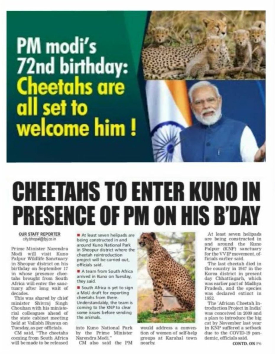 lawyersweekriti's tweet photo. Headlines...
#CheetahsAreBack
#KunoNationalPark https://t.co/bubvPs346w