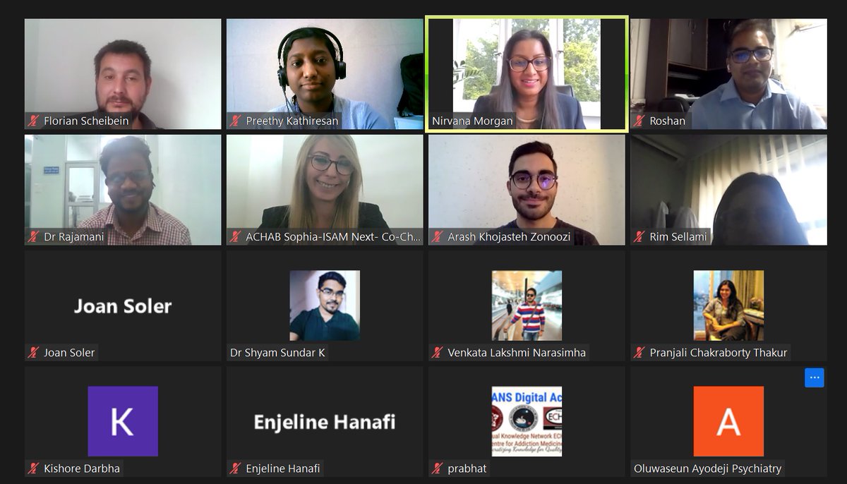 <a href="/necpam/">NECPAM</a> <a href="/ISAMAddiction/">ISAMAddiction</a> <a href="/drroshansindia/">Roshan Bhad</a> @dr_achab <a href="/narasimha1988/">Narasimharao</a> <a href="/HoseinMohaddes/">Hossein Mohaddes Ardabili</a> <a href="/Dr_Preethy_K/">Preethy Kathiresan</a> Thanks to all the speakers, chairpersons and audience for making the 4th Joint Webinar by <a href="/isamnext/">ISAMNExT</a> and <a href="/necpam/">NECPAM</a> a big success!
 <a href="/ISAMAddiction/">ISAMAddiction</a>  @dr_achab <a href="/narasimha1988/">Narasimharao</a> <a href="/drroshansindia/">Roshan Bhad</a> <a href="/HoseinMohaddes/">Hossein Mohaddes Ardabili</a> <a href="/Dr_Preethy_K/">Preethy Kathiresan</a> <a href="/ArashKhojastehZ/">Arash Khojasteh Zonoozi</a> <a href="/ParnianRafei/">Parnian Rafei</a> <a href="/enjelinehanafi/">Enjeline Hanafi</a> @JibrilHanduleh
