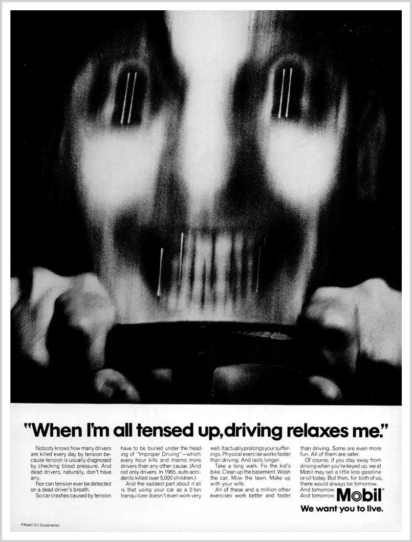 @botticelli_bod This is an ad for Mobil Oil (don't quite understand what they're going for in it), but it scares me more than anything I've seen in a movie.