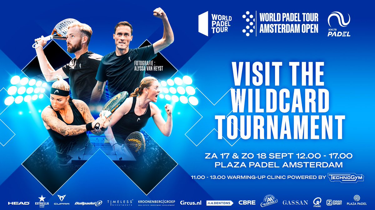 💙😍| ¡It’s time for the main schedule of the Wilcard tournament!

➠ Come and visit the best padel players of the Netherlands for free. Yes, that’s right; for free!

📅 | This Saturday and Sunday from 12:00 - 17:00 <a href="/plazapadel/">PLAZA PADEL</a> Amsterdam!