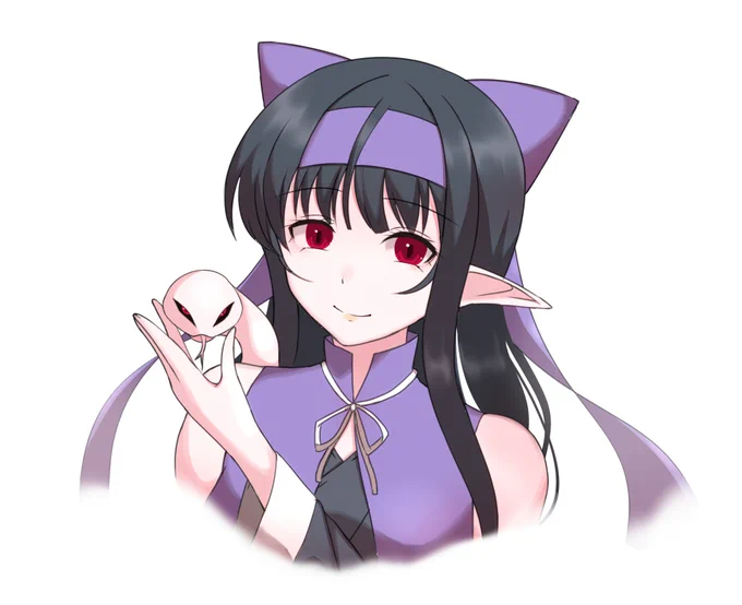 無題 #オリジナル #人外娘 #うちの子 #擬人化 #妖怪 #黒髪 #エルフ耳  