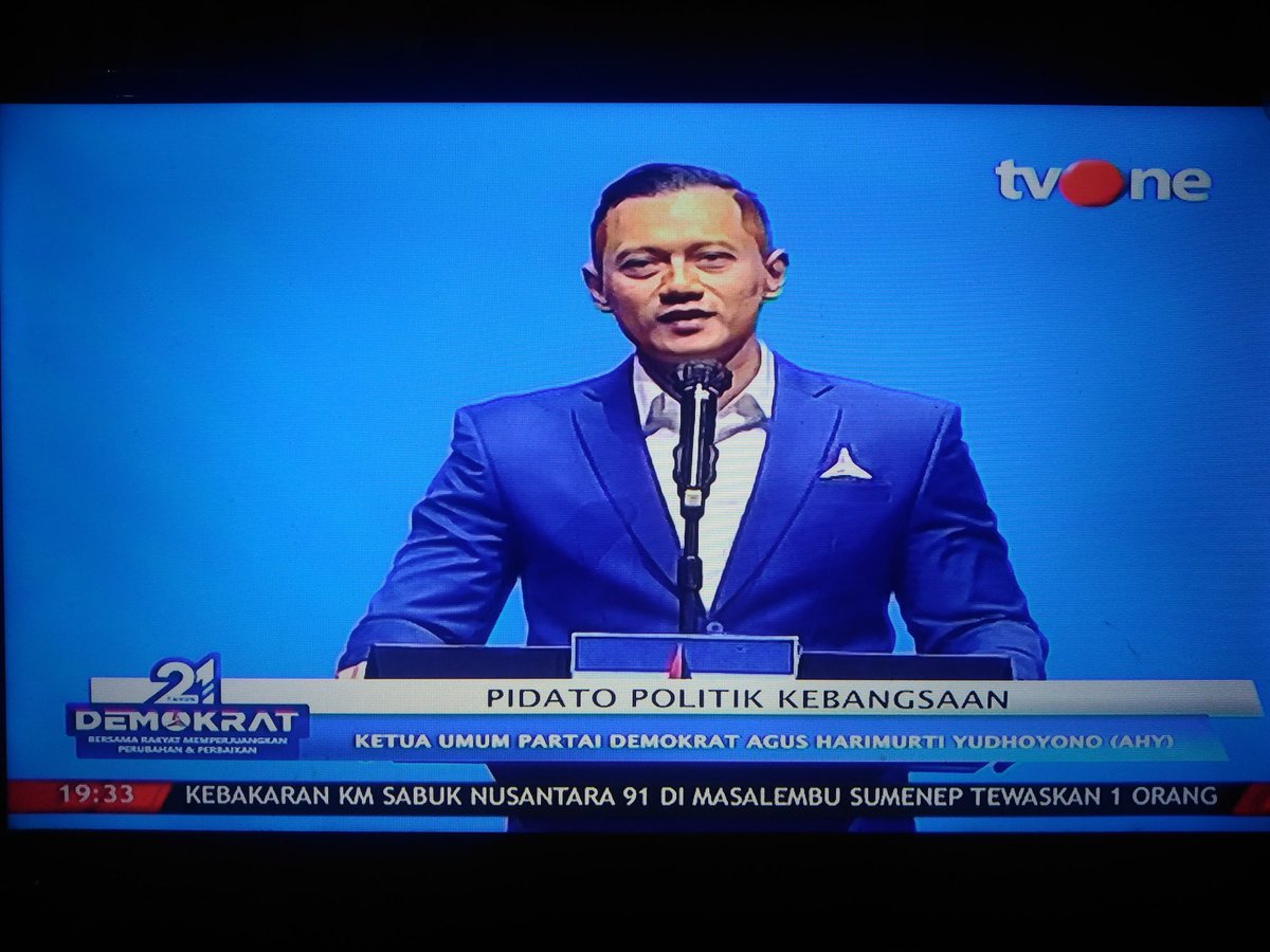Sedang menyaksikan di @tvOneNews
Pidato Politik Kebangsaan Ketum AHY
@AgusYudhoyono

#21TahunPartaiDemokrat
#RapimnasPartaiDemokrat
