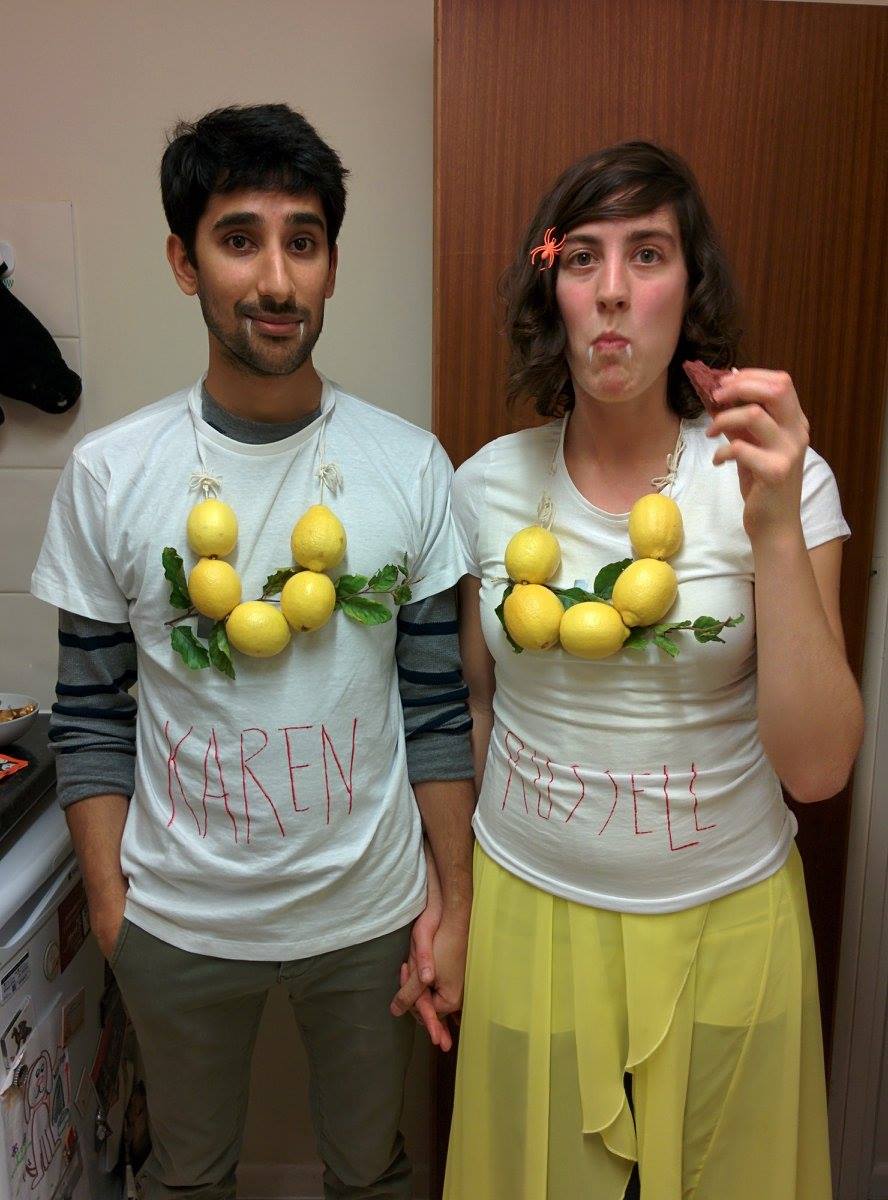 dani_redd's tweet image. Today is my five year wedding anniversary with @TheGlassStag, the best human in the world. I&apos;d like to commemorate it by sharing this photo, of that time when we celebrated Halloween by dressing up as the same book cover 📚