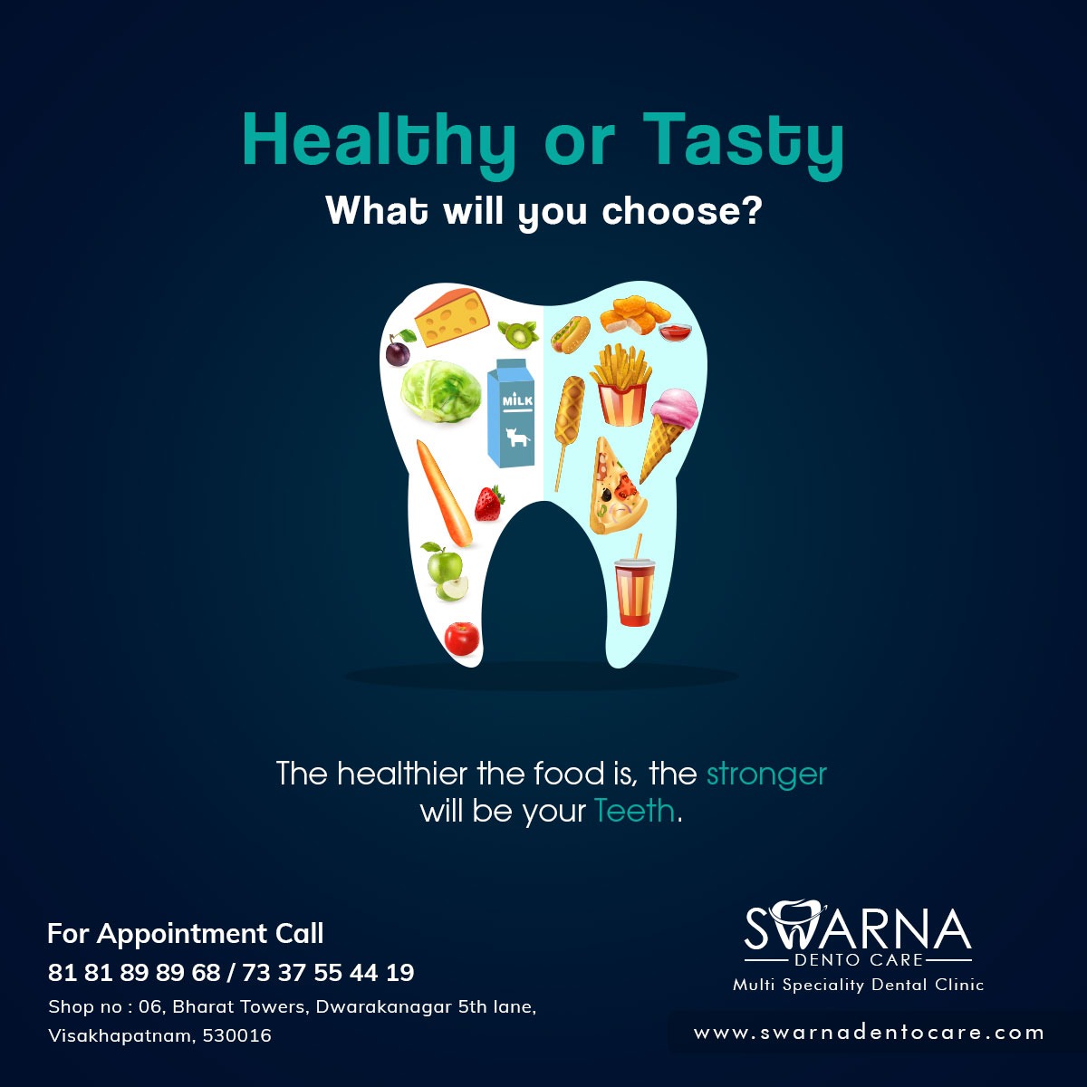 SwarnaDentoCare's tweet image. By not just exaggerating the choices of taste 😋it is also important to cope with dental health.
📍 Our Website: swarnadentocare.com
📲 Give a Call to : +91 8181898968 / +91 7337554419

#sensitiveteeth #sensitivetooth #dentalcare #dentaltreatment #dentalproblems #dentalclinic