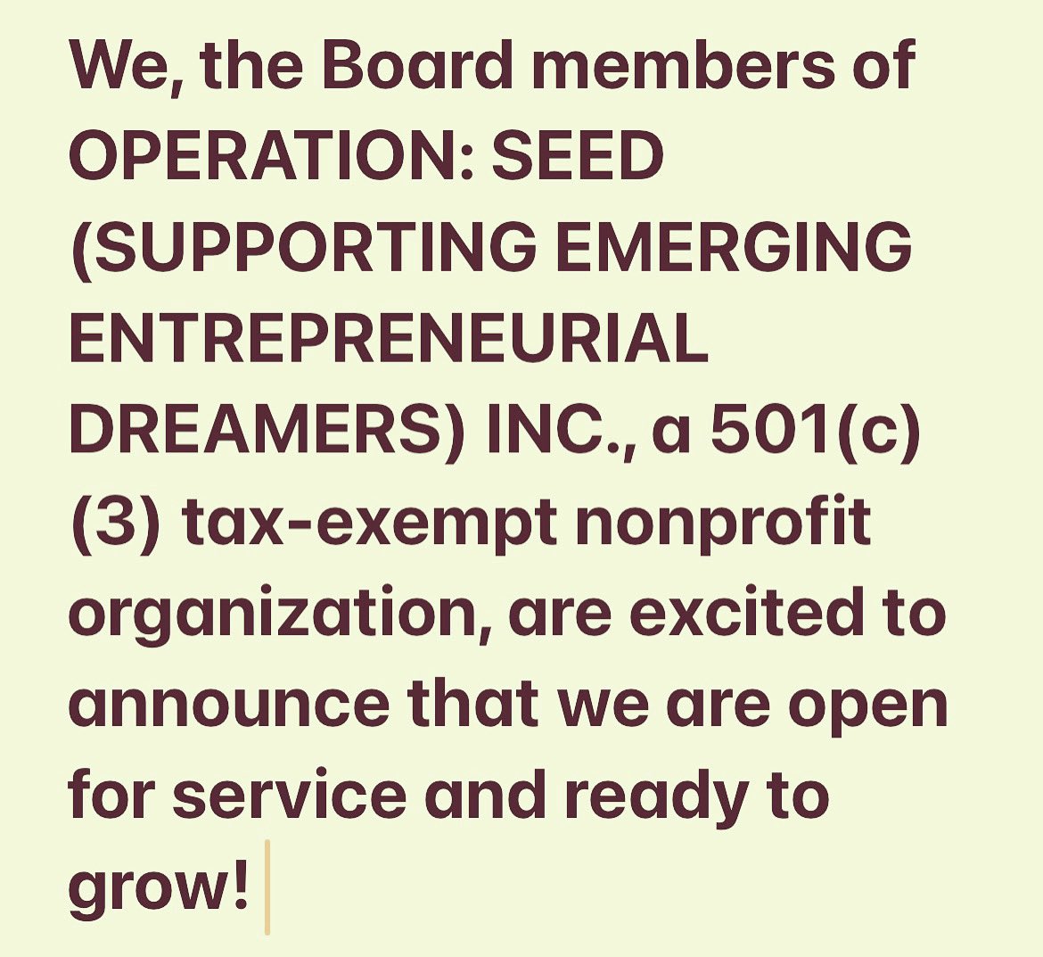 OPERATIONSEED's tweet image. OPERATION: SEED INC ~      Supporting Emerging Entrepreneurial Dreamers. #TeenBoss #BossTeen #Entrepreneurs