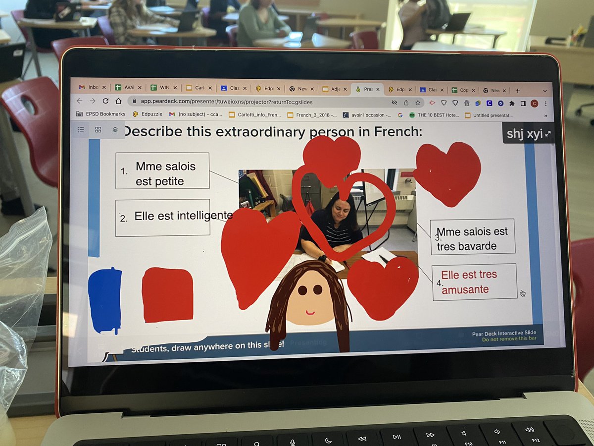 My students seemed a little tired yesterday, and then <a href="/MadameSalois/">Christina Salois</a> showed up on a Peardeck slide! Here is an example of one student’s response. #towniepride