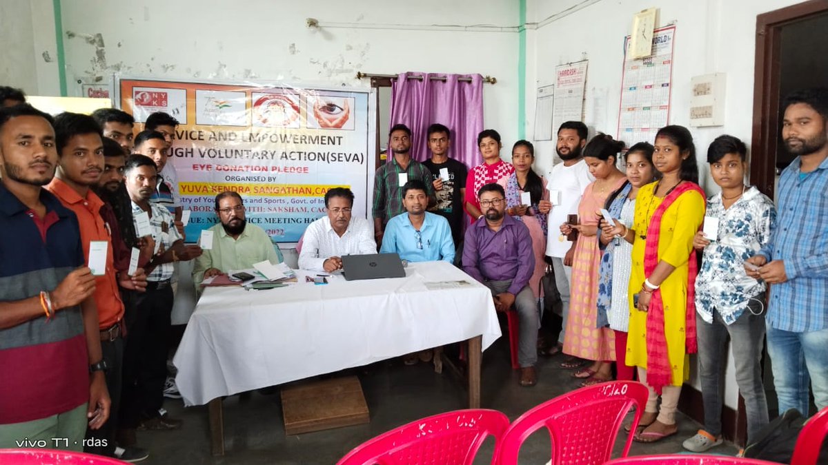 nykcachar's tweet photo. 16 nos Youths of NYK Cachar Assam take Eye Donation Pledge under Service Empowerment and Volunteer Action ( SEVA) at NYK Cachar Assam office
@Nyksindia 
@YASMinistry 
@Anurag_Office https://t.co/LNcyqAd8ul