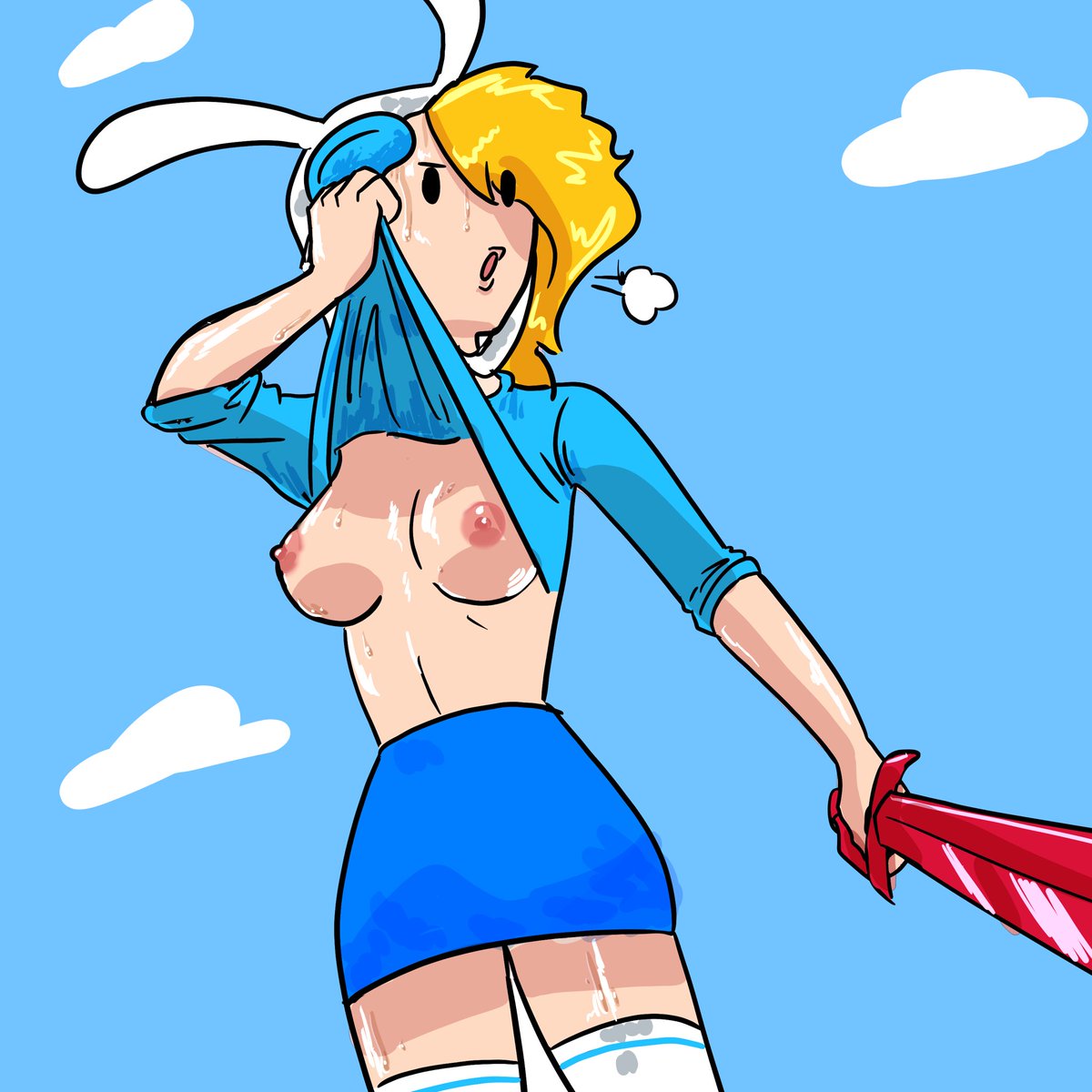 “Glob, it’s so freakin hot today! I may just have to take this off if no one’s around…”
