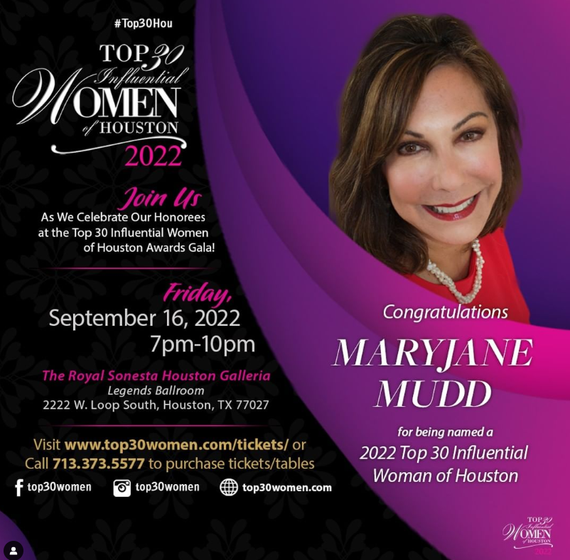 LeadershipHoust's tweet photo. Congratulations to the LH Alumnae being honored this evening at the Top 30 Influential Women of Houston Gala! Well deserved honor. π Sofia AdroguΓ©, Class XVIII; Martha Castex-Tatum, Class XXXVI; Dorita Hatchett, Class XL; & MaryJane Mudd, Class XVIII #Top30Hou https://t.co/MuJCI6m68b