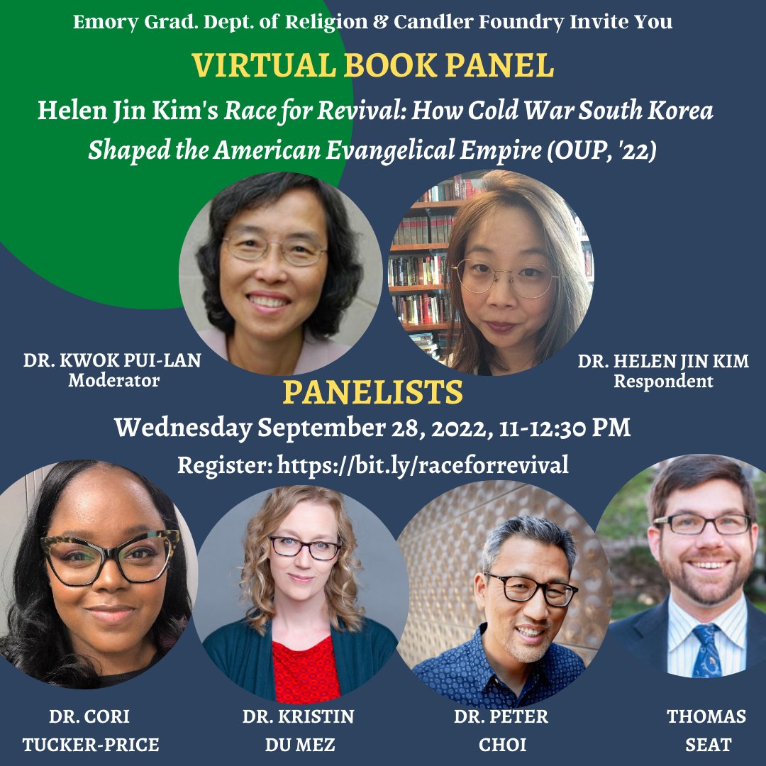 FaithJusticeNet's tweet photo. Join Dr. Peter Choi (Director of F+J) &amp; Dr.@kkdumez (F+J Teaching Fellow, author of “Jesus and John Wayne”) for this fantastic virtual book panel for Dr.@helenjinkim’s book (Race for Revival: How Cold War South Korea Shaped the American Evangelical Empire). Link in bio to RSVP! https://t.co/U9OIqbibD0