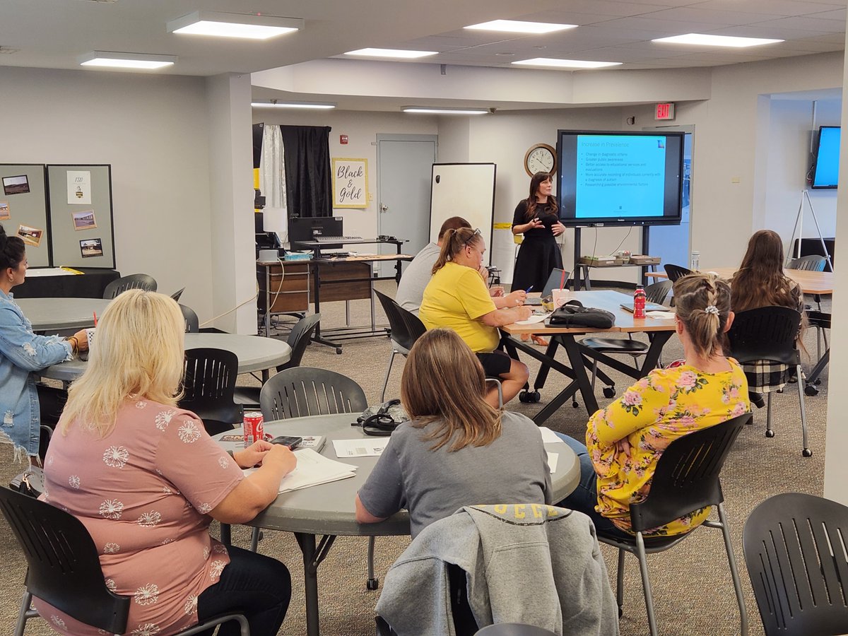 Dr. Jena Randolph from the Thompson Center for Autism presenting to our staff during today's professional development
