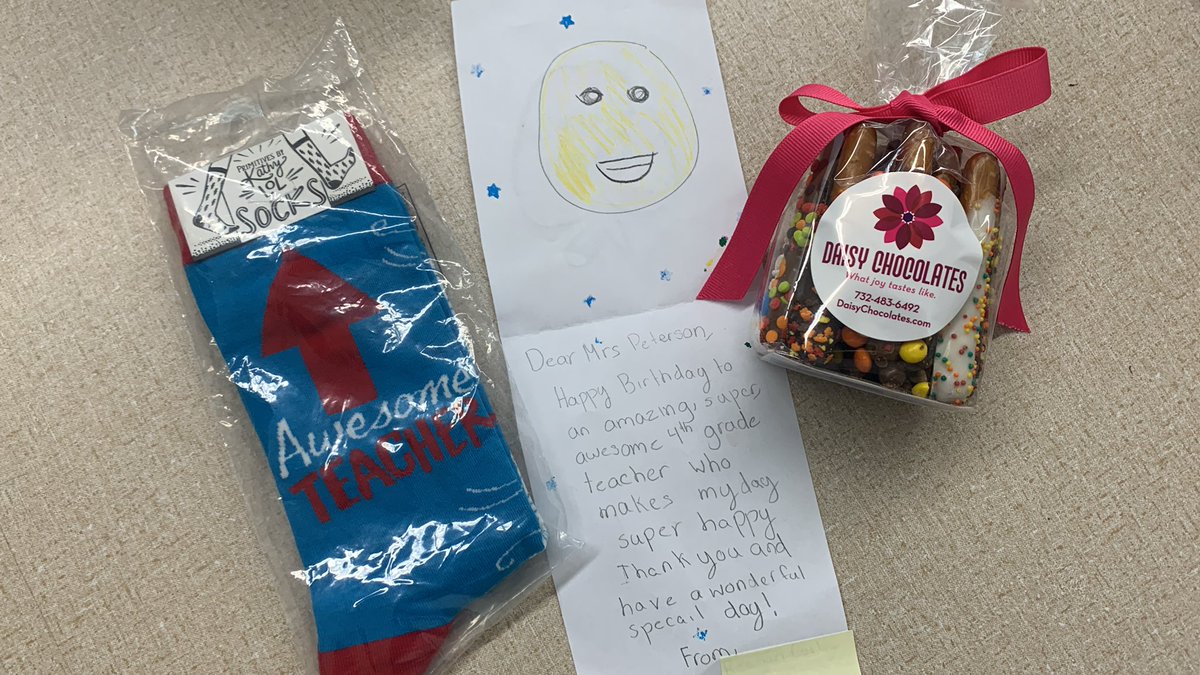 CP (@mrspetersonsbs4) on Twitter photo My students are the best! Thanks for the birthday treats and making my🎂 day so special. <a href="/SBS_Tigers/">Shrewsbury Boro Sch.</a> <a href="/CuervoEmily/">Emily Cuervo</a> <a href="/DaisyChocolates/">Daisy Chocolates</a> My students are the best! Thanks for the birthday treats and making my🎂 day so special. <a href="/SBS_Tigers/">Shrewsbury Boro Sch.</a> <a href="/CuervoEmily/">Emily Cuervo</a> <a href="/DaisyChocolates/">Daisy Chocolates</a>