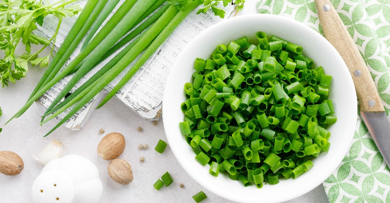 Green onions are an excellent source of vitamins K, A, C & folate. They are a great garnish for cooking or topping off a soup or salad. In season now at your local grocer or market.