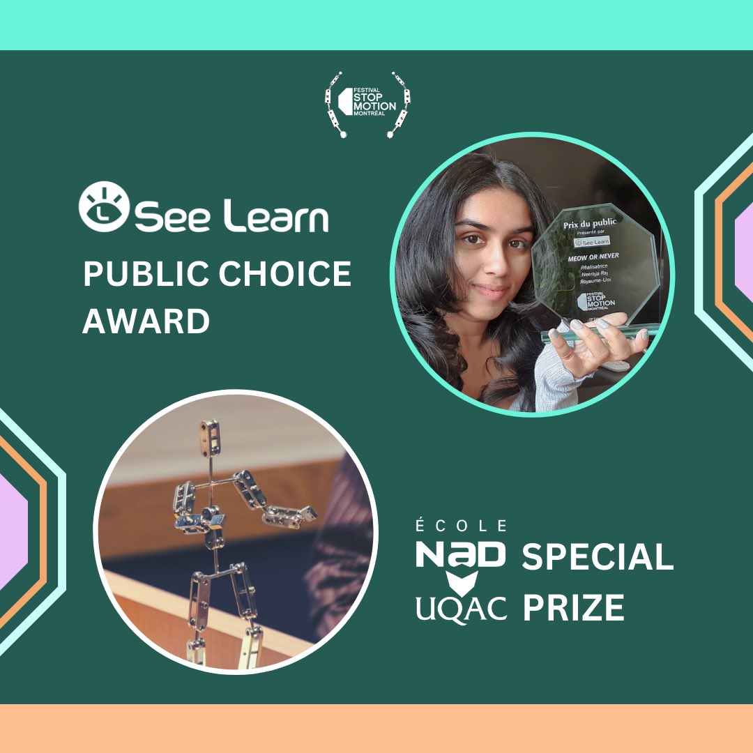 Don’t forget to vote after each #Festival #StopMotion #Montreal screening and help crown the 2022 <a href="/seelearnacademy/">See Learn Academy</a> Public Choice award winner!
🎬 Join us Sunday for the awards ceremony where <a href="/EcoleNAD/">NAD</a> will present a Canadian #filmmaker with a special prize bit.ly/stopmo22