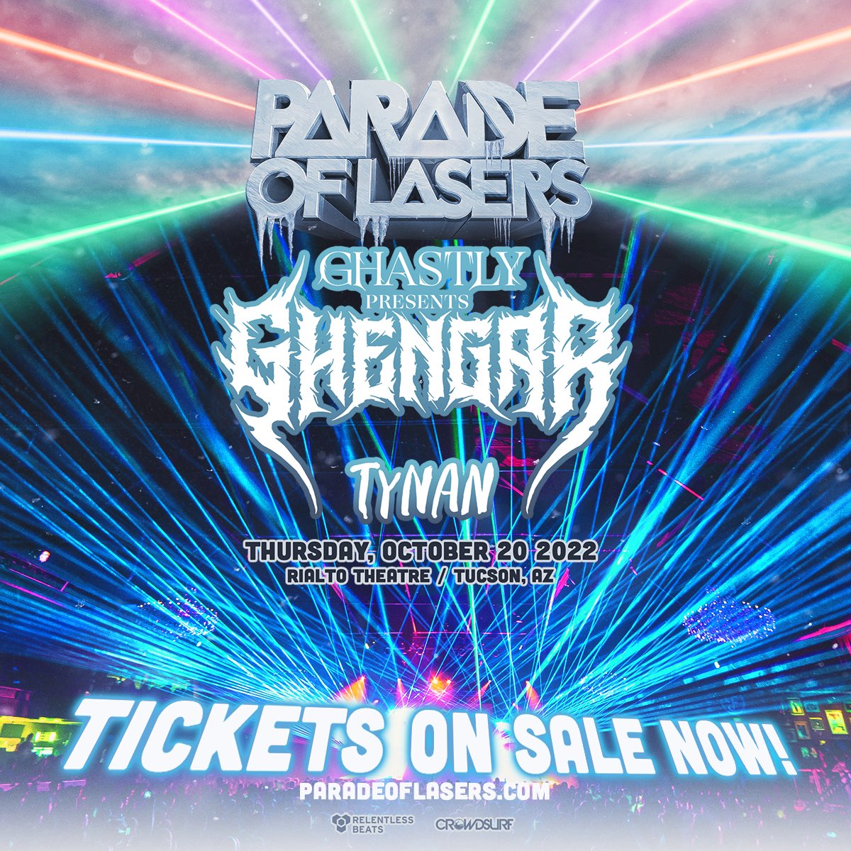 ParadeOfLasers's tweet photo. TICKETS ON SALE NOW! ✨ Tucson, we can't wait to bring you our breathtaking visual show on 10/20 🔥

Get tix here  ⇨ https://t.co/j5rQ1a1Ukg https://t.co/AopMEQpSxA