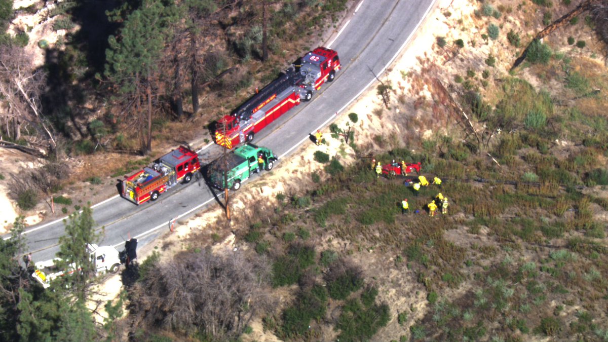 Stu_Mundel's tweet photo. Double Fatal Crash Charlton Flats single vehicle off the roadway. @LACOFD on scene but the occupants were beyond help. @GDLA @FOXLA #SkyFox https://t.co/SmzEy5dwka