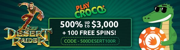 NoDepositForum's tweet photo. PLAYCROCO DEPOSIT BONUS - 500% + 100 SPINS MATCH FOR NEW PLAYERS AND 30 FREE SPINS ON NEW SLOT 'DESERT RAIDER' FOR ALL PLAYERS
https://t.co/tziDgE6mSK
#playcroco #depositbonus #nodepositbonus #freespins #newslotgame #latestonlineslots #rtg https://t.co/jhfnxTahvO