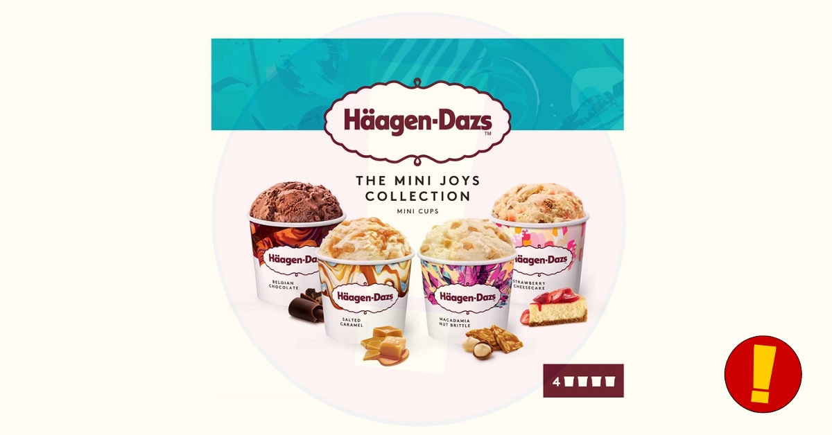 Terugroepactie!
Häagen-Dazs The Mini Joys Collection ijscups
Te veel resten 2-Chloorethanol aangetroffen 
Meer info via rcll.nl/3diLlzB