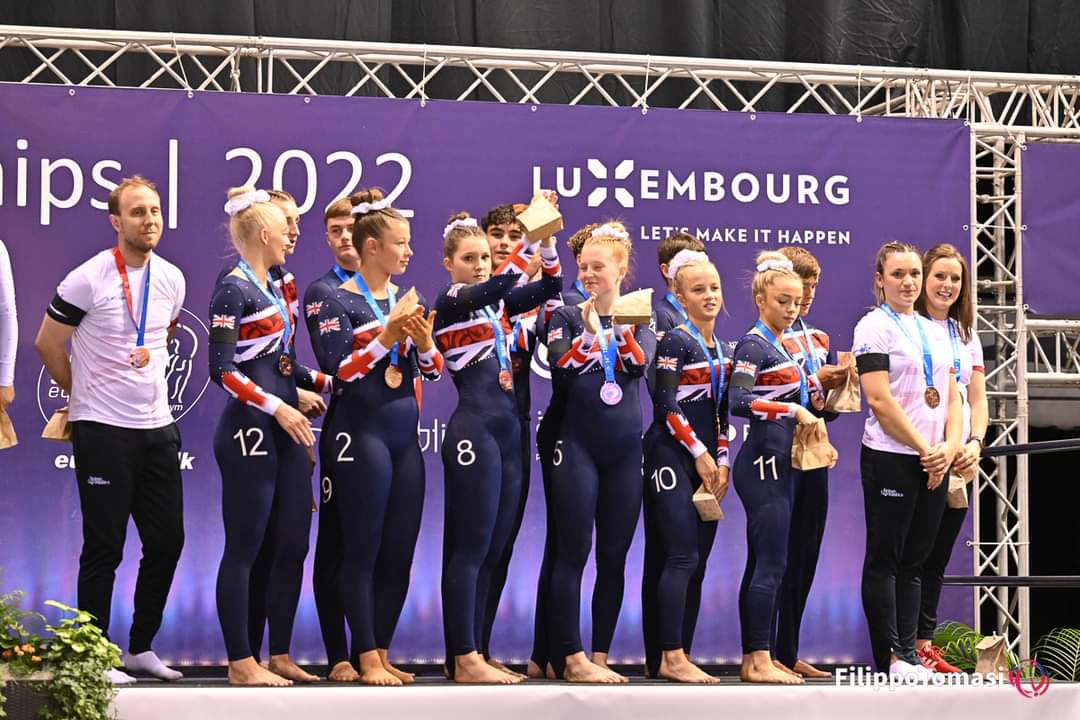 BritGymnastics's tweet photo. Brilliant BRONZE for GBR’s junior mixed team at the TeamGym European Championships 🥉🇬🇧

An incredible achievement by everyone involved! 

#TeamGym2022

📸 @UEGymnastics https://t.co/OxbJYCE5d8