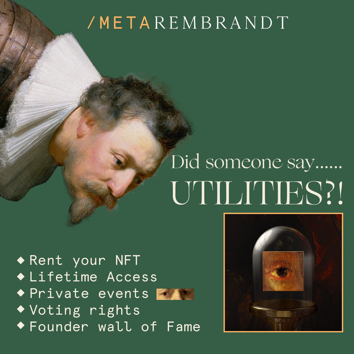 A giant leap forward for the art world!

<a href="/MetaRembrandt/">MetaRembrandt</a>'s MetaMuseum will shake things up!

I have a feeling I'll be renting out my NFT access token quite a bit 😤

What other artists would you like to see have their own MetaMuseum?