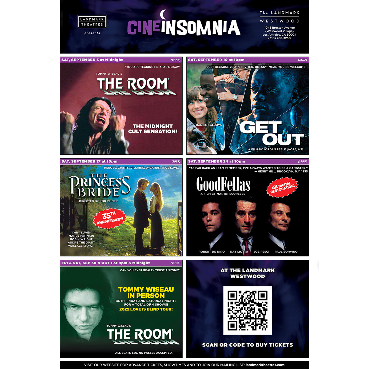 Do you have CineInsomnia? We have a cure. Come on down for a late night flick! spr.ly/6018MrHmA #LandmarkWestwood #LateShows #MovieTheatre #Cineinsomnia #TheRoom #TommyWiseau