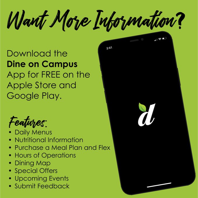 seaaggiedining's tweet photo. Do you have the Dine On Campus App? It's a great way to find out daily menus, dining map, hours of operations and much more! https://t.co/6p1QM8jFA9