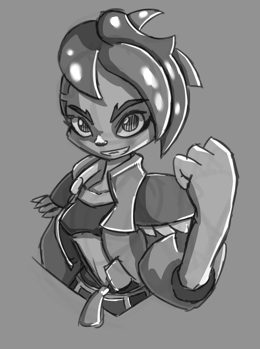 A quick sketch of @mattpainte 's character K, love the cyberpunk wibe and tough personality she has. I'll do a color version of this as well.

#cyberpunk #girl #animeart #blackandwhite #cute #toughgirl #rearingforafight #sketch #wipart #scifi #bigeyes