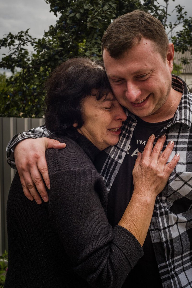 On a personal note for the @washingtonpost bureau in Ukraine, our loyal driver — with us since March — was reunited on Wednesday with his parents, who survived the occupation in Izyum. We got to witness the bear hugs and joyful tears that followed. Photo by @WGrzedzinski