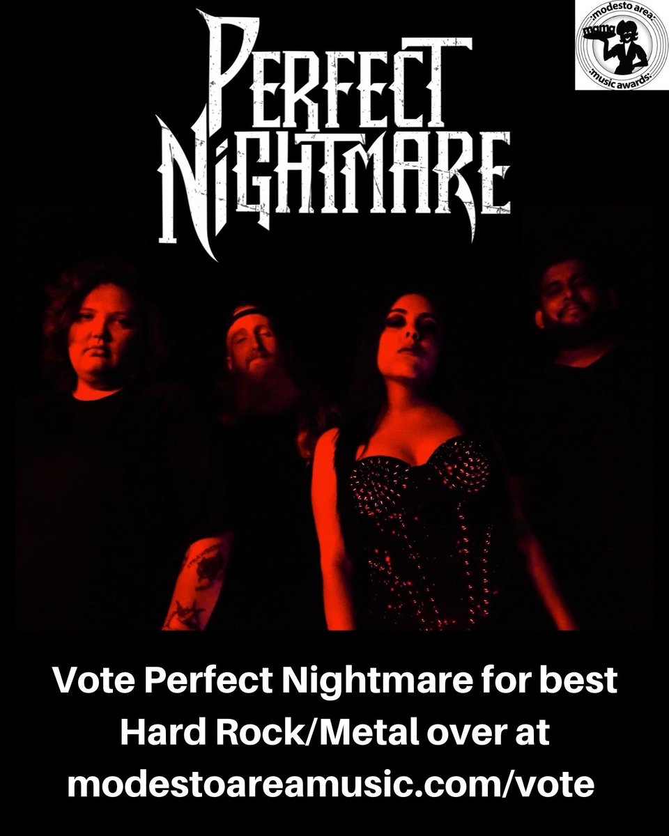 PNBandOfficial's tweet photo. We have been nominated for a Modesto Area Music Award! Head over to https://t.co/GfNBll90b3 and vote Perfect Nightmare in the Hard Rock/Metal category! Be sure to check your email for a link to finalize your vote so that it gets counted! https://t.co/UQ95HTSVUy