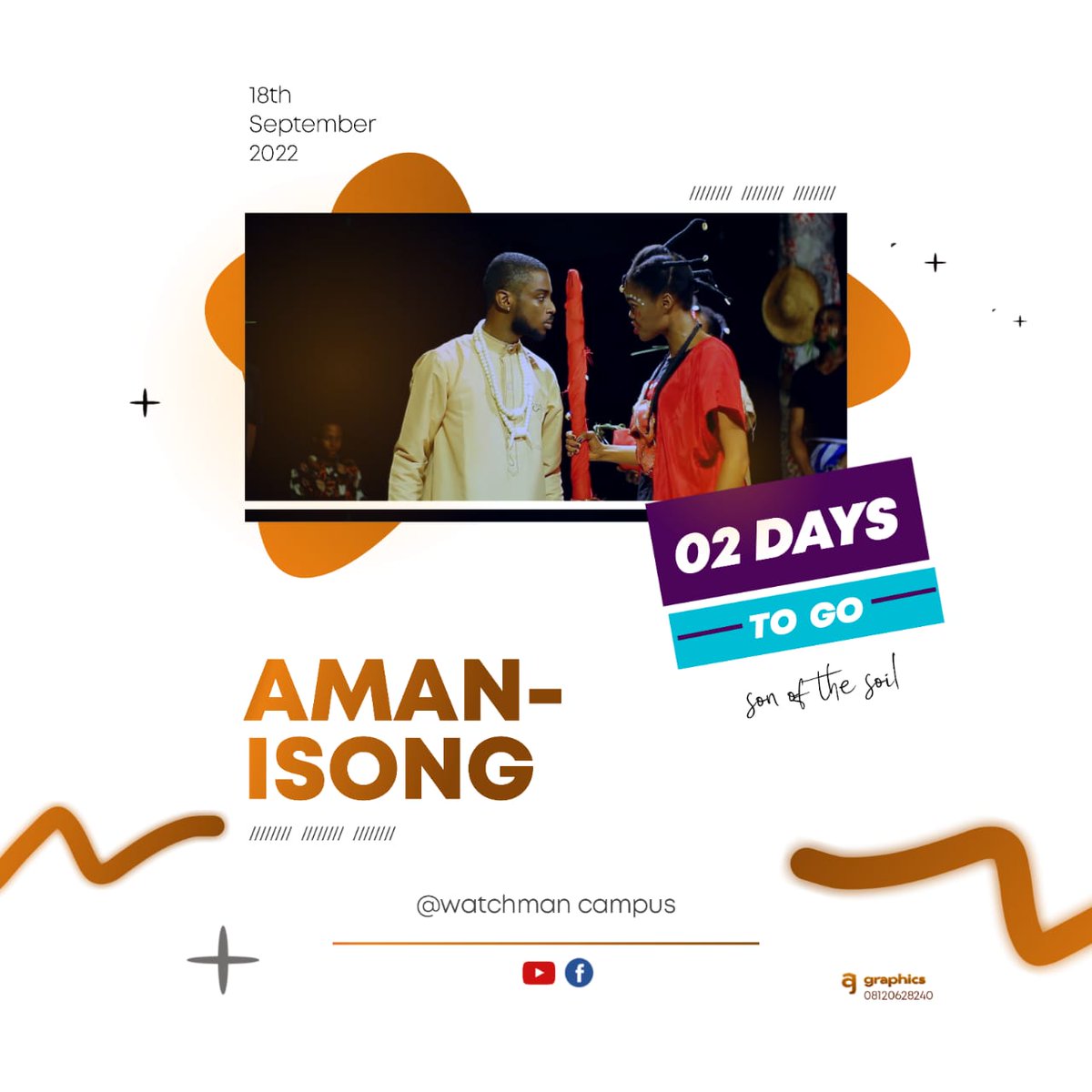 WatchmanCampus's tweet photo. IT'S JUST 2 DAYS TO GO
It's hot!
It's dramatic!
Full of actions!
Captivating!
Many lessons!

First of its kind!
A Stage Play/Opera by Watchman Catholic Charismatic Campus Fellowship, CRUTHECH Calabar.

Tagged AMANISONG (The

for

https://t.co/naYWHNXLvK https://t.co/nlVi4XTvsl