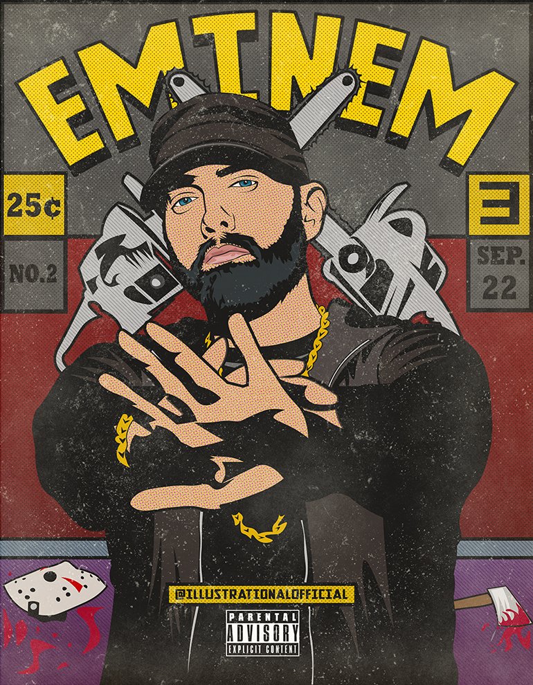 Illustrationall's tweet photo. @eminem
 comic style illustration art 💖💖 
#Eminem #rapgod #eminemart #rapmusic #rapper #Rappers #Legends #marshalmathers #hihop https://t.co/eVK4tkXPgN