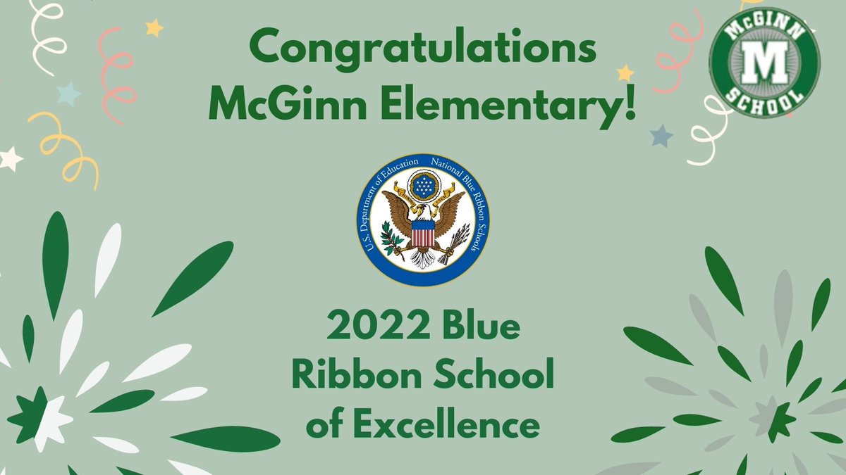 Let's celebrate! McGinn Elementary was named a 2022 National Blue Ribbon School! This prestigious award recognizes the hard work of our dedicated educators, families, and students! #SPFProud <a href="/NatlBlueRibbon/">National Blue Ribbon</a>
