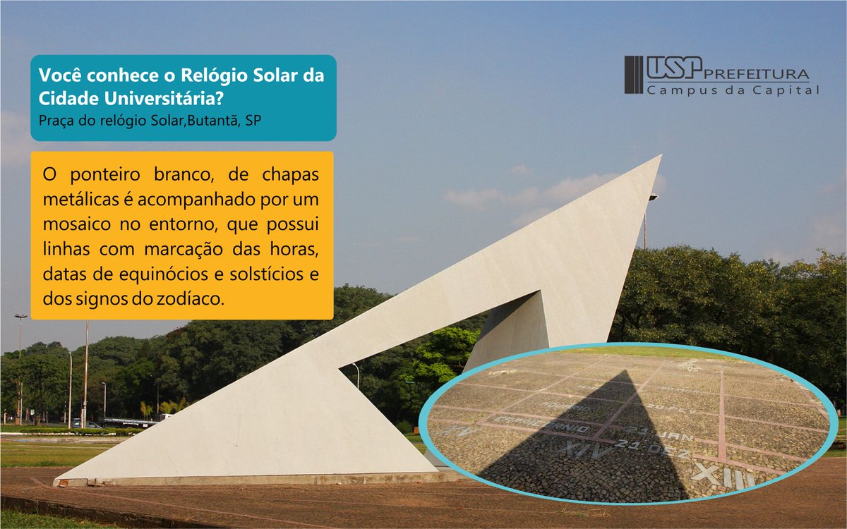 puspcapital's tweet photo. O Relógio Solar foi um dos últimos projetos do artista Caetano Faccaroli. Ele foi finalizado em 1985, postumamente, com supervisão da Profª Vera Pallamin (FAU) e do Instituto Astronômico e Geofísico da USP.
Fotografia: USP imagens/ Marcos Santos
#USP #relogiosolar #cuaso #pusp https://t.co/E7ITRe61NL