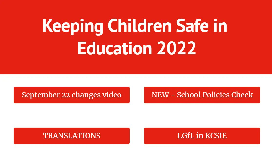 #KeepingChildrenSafeInEducation 2022-as you get to grips with it, head to kcsie.lgfl.net to use KCSIE to update school policies, watch an overview of the changes, share the translations, & more! Let us know what else we can do to support you with all things #safeguarding