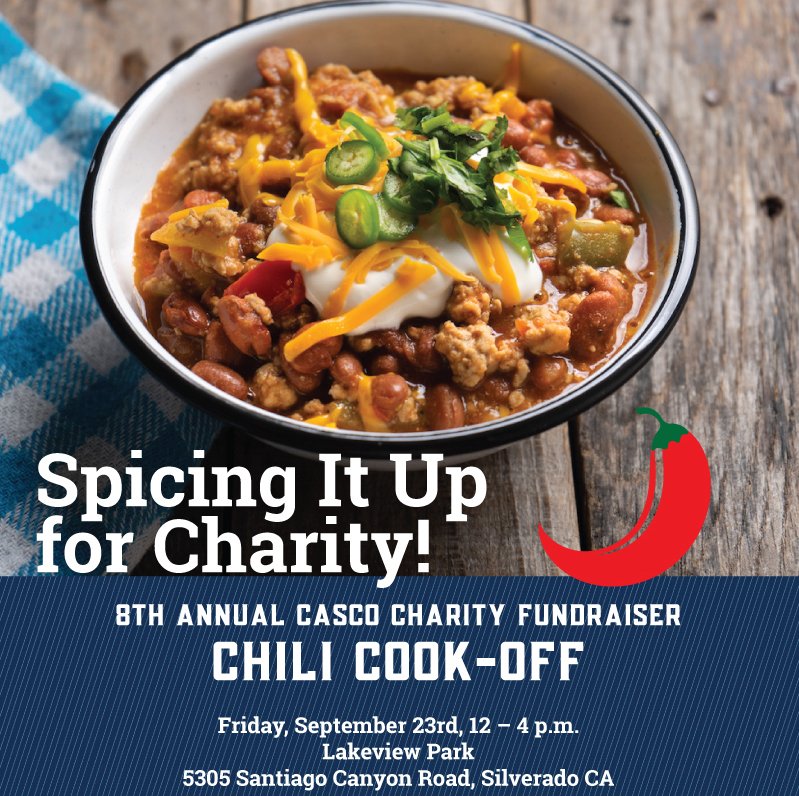 cascocontllc's tweet photo. ONE WEEK COUNTDOWN to the hottest ticket in town — the 8th Annual Casco Charity Fundraiser and Chili Cook-Off. Help us meet our ambitious goal of raising $115,000 for local non-profits.

Learn more and register at https://t.co/KDhxl2RToR https://t.co/GJzom896yP