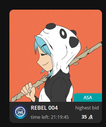 frankboes00's tweet photo. Yowww! Thanks for the bid broo @cmoliquino ! π
REBEL 004 auction started! π₯
Check REBELS on @_Dartroom! π¨
#ALGO #Algorand #algorandnfts #AlgoNFT #AlgoNFTs #algomazing #nftalgo #AlgorandNFTs #AlgorandNFT #1of1 #anime https://t.co/CcHw123jrA