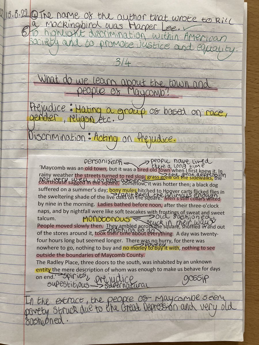 ges_english's tweet photo. Year 9 are loving To Kill a Mockingbird! Lots of good thinking going on. @GeorgeEliotAcad #HarperLee #TKAMB https://t.co/PpywxT2MPY