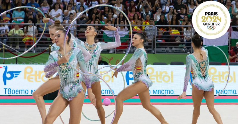 juegosolimpicos's tweet photo. ¡Primera plaza olímpica de España! 🤸‍♀️

El equipo de gimnasia rítmica 🇪🇸 ganó el bronce 🥉 en #RHYWorlds2022. 

Y el primero boleto español para los Juegos Olímpicos de #Paris2024. 🇫🇷

#OlympicQualifiers #RoadToParis2024 #Gymnastics