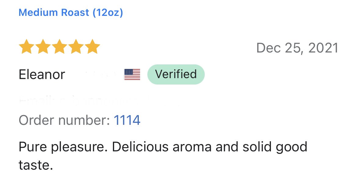 CoffeeJscc's tweet image. Happy #FiveStarFriday everybody! Check out Eleanor’s review. “Pure pleasure” - love it! #GetCaffeinated

Get some today, never run out!
#GreatCoffee #GreatCause
#Veterans #Charity #Coffee