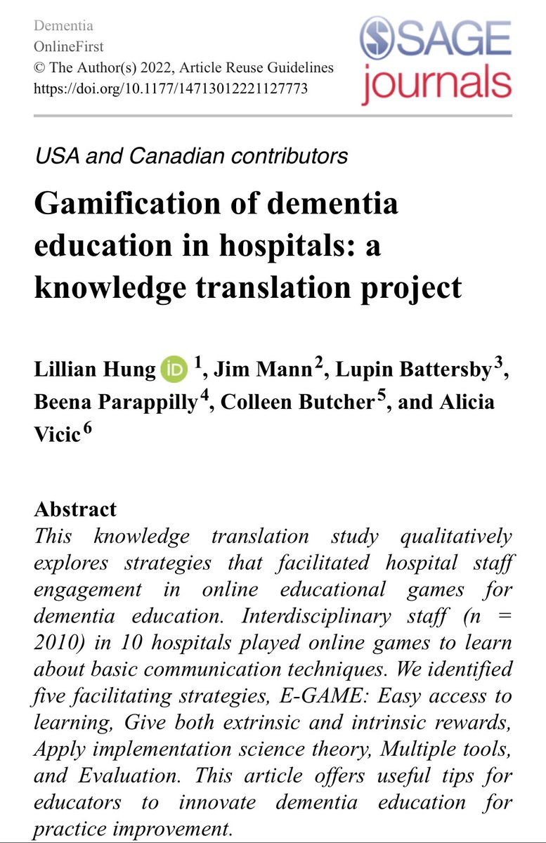 Dr. Lillian Hung 🇨🇦 (@nurselillian) on Twitter photo New pub with <a href="/JimMannBC/">Jim Mann, LL.D.🍁</a> <a href="/lupinrain/">Lupin Battersby</a> : #Gamification #KnowledgeTranslation <a href="/UBCNursing/">UBC Nursing</a> <a href="/SFUGero/">SFU Gerontology</a> @UBC_IDEALab doi.org/10.1177/147130… New pub with <a href="/JimMannBC/">Jim Mann, LL.D.🍁</a> <a href="/lupinrain/">Lupin Battersby</a> : #Gamification #KnowledgeTranslation <a href="/UBCNursing/">UBC Nursing</a> <a href="/SFUGero/">SFU Gerontology</a> @UBC_IDEALab doi.org/10.1177/147130…