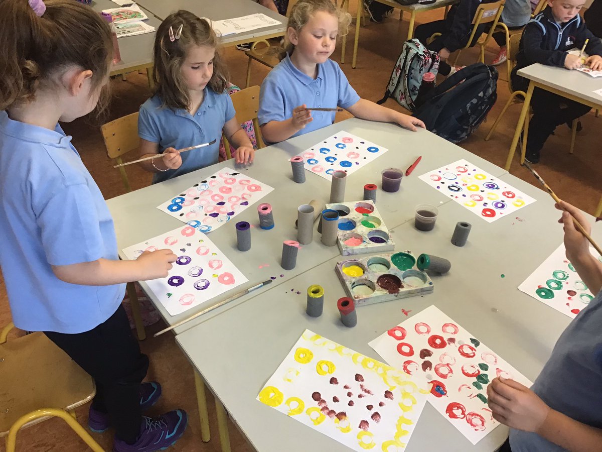 Ms_LKennedy's tweet photo. Check out our wonderful art pieces inspired by the story ‘The Dot, by Peter H. Reynolds. @ns_quin https://t.co/u0FJa6t2Mw