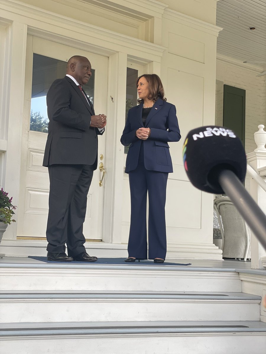 sherwiebp's tweet photo. President Cyril Ramaphosa meets US Vice President Kamala Harris in Washington D.C. as he begins a packed day in the US Capital. 

#sabcnews https://t.co/xKnmCJKCbV