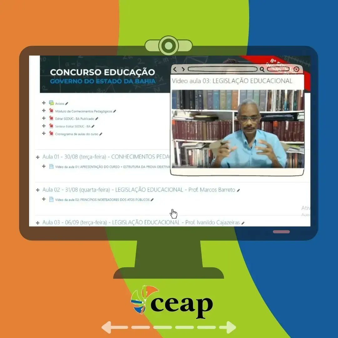 ceap_ong's tweet photo. Ainda dá tempo de se preparar para o CONCURSO da #SEDUC-BA! 

Encontros gravados para você acessar e estudar quando quiser! 

- Conhecimentos Pedagógicos
- Legislação Educacional 
- Língua Portuguesa

Acesse agora https://t.co/25m8tWyfWw

#CONCURSO #PREPARATORIO #formacaodocente https://t.co/ieg0BJS7JZ